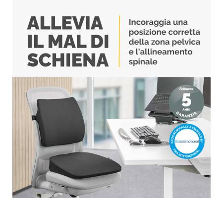 Cuscino Breyta Inclinato - 9 x 43 x 43 cm - in tessuto - nero - Fellowes - 100119849 - 43859803071 - DMwebShop - 3