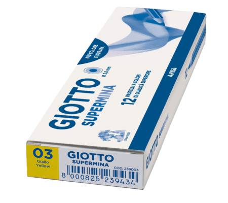Pastello Supermina - mina 3,8 mm - giallo 03 - conf. 12 pezzi - Giotto - 23900300 - 8000825239038 - DMwebShop - 1