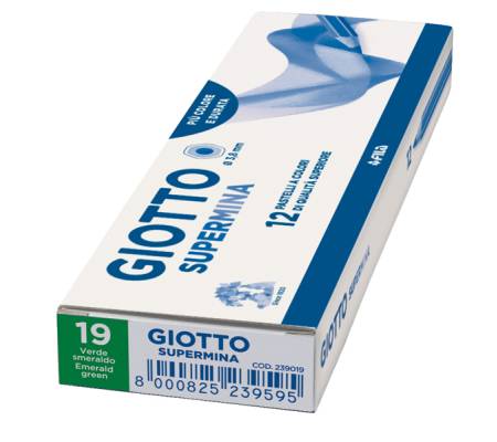 Pastello Supermina - mina 3,8 mm - verde smeraldo 19 - conf. 12 pezzi - Giotto - 23901900 - 8000825239199 - DMwebShop - 1
