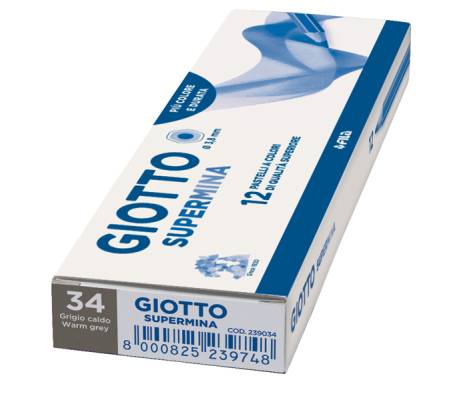 Pastello Supermina - mina 3,8 mm - grigio caldo 34 - conf. 12 pezzi - Giotto - 23903400 - 8000825045417 - DMwebShop - 1