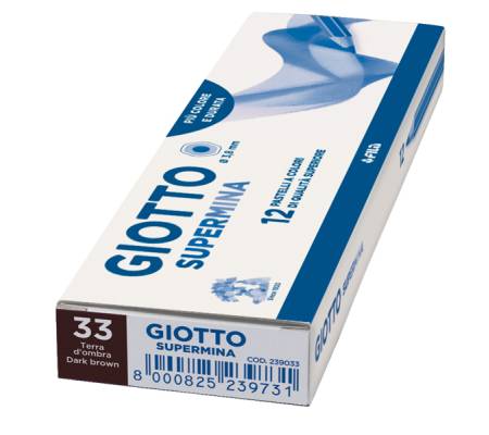 Pastello Supermina - mina 3,8 mm - terra d'ombra 33 - conf. 12 pezzi - Giotto - 23903300 - 8000825045400 - DMwebShop - 1