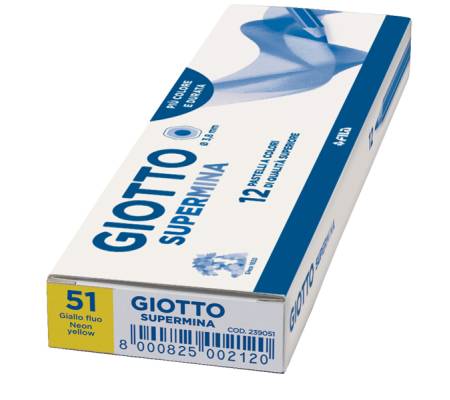 Pastello Supermina - mina 3,8 mm - giallo fluo 51 - conf. 12 pezzi - Giotto - 239051 - 8000825045462 - DMwebShop - 1
