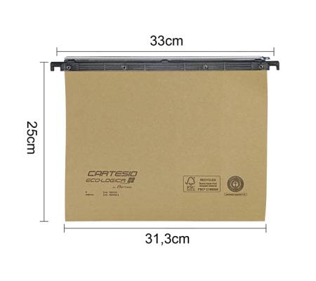Cartella sospesa Cartesio Eco-logica - cassetto - 33 cm - fondo V - 31,2 x 25 cm - avana - conf. 25 pezzi - Bertesi - 100/330-A1 - 8058983260647 - DMwebShop - 1