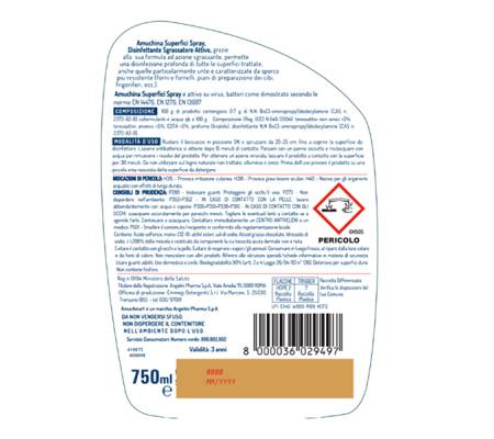 Superifici Spray Multiuso battericida e virucida - 750 ml - Amuchina Professional - 05-1002 - 8000036029497 - DMwebShop - 2