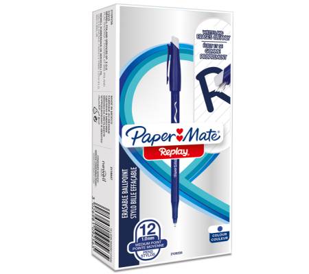 Penna sfera Replay 40 anniversario - inchiostro cancellabile - punta 1 mm - blu - conf. 12 pezzi - Papermate - 2109256 - 3026981131646 - DMwebShop - 1