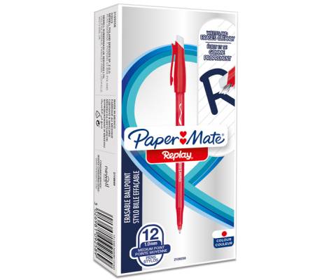 Penna sfera Replay 40 anniversario - inchiostro cancellabile - punta 1 mm - rosso - conf. 12 pezzi - Papermate - 2109258 - 3026981131653 - DMwebShop - 1