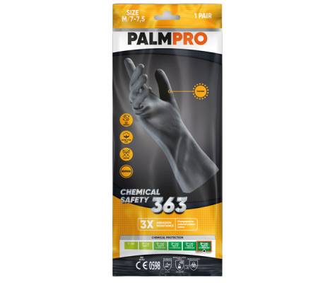Guanti chemical Safety Palmpro 363 - taglia L - nitrile - nero - Icoguanti - ND363-L(8) - ND363/L(8) - 8005830006552 - DMwebShop - 1