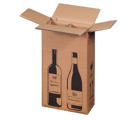 Scatola Wine Pack - 2 bottiglie - 20,4 x 10,8 x 36,8 cm - cartone doppia onda - avana - conf. 10 pezzi - Bong Packaging - 222103010 - 4250414138325 - DMwebShop - 1