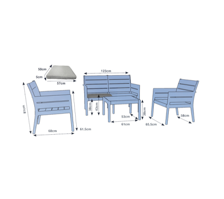 Salotto Panka - antracite - set 4 elementi - Grandsoleil - S7731Y - 8005465973861 - DMwebShop - 1