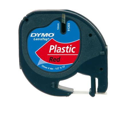 Nastro Letratag 912030 - in plastica - 12 mm x 4 mt - rosso - Dymo - S0721630 - 5411313912037 - DMwebShop - 1