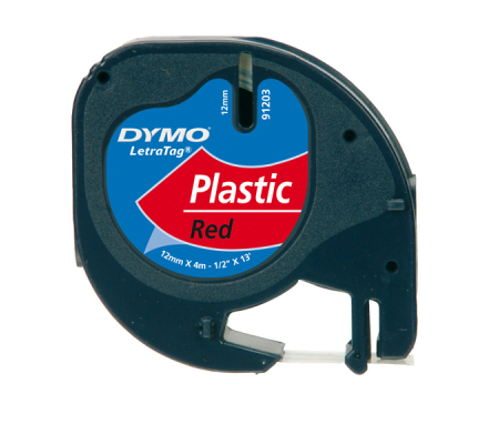 Nastro Letratag 912030 - in plastica - 12 mm x 4 mt - rosso - Dymo - S0721630 - 5411313912037 - DMwebShop - 1