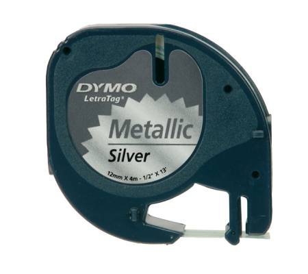 Nastro metallico Letratag 912080 - 12 mm x 4 mt - argento - Dymo - S0721730 - 5411313912082 - DMwebShop - 1
