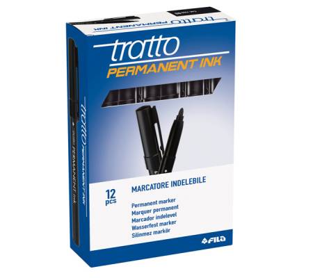 Marcatore Permanent Ink - punta tonda 2 mm - nero - conf. 12 pezzi - Tratto - 732503 - 8000825732539 - DMwebShop - 1