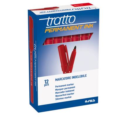 Marcatore Permanent Ink - punta tonda 2 mm - rosso - conf. 12 pezzi - Tratto - 732502 - 8000825732522 - DMwebShop - 1