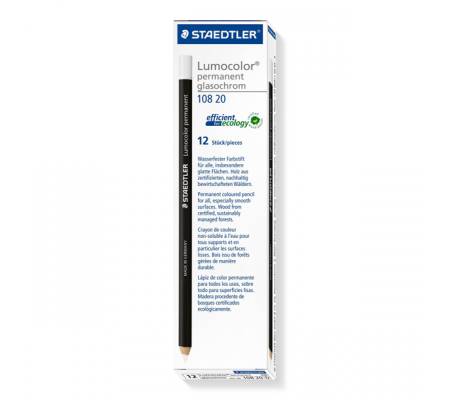Matita Lumocolor Glasochrom - permanente - bianco - conf. 12 pezzi - Staedtler - 10820-0 - 4007817105276 - DMwebShop - 1