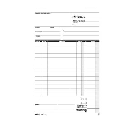 Blocco fatture 1 aliquota Iva - 50-50 fogli autoricalcanti - 23 x 15 cm - Edipro - E5274A - 8023328527419 - DMwebShop - 1