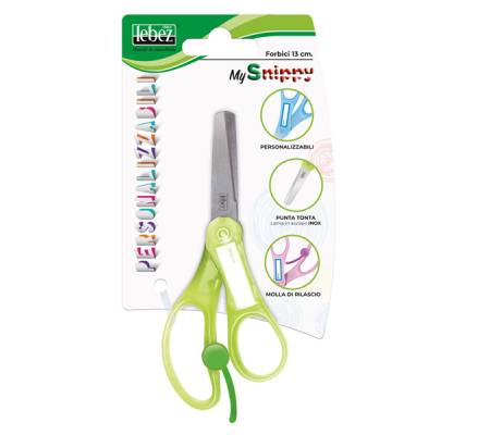 Forbici Snippy - impugnatura personalizzabile - punta tonda - 13 cm - lama in acciaio - colori assortiti - Lebez - 4445B - 8007509048177 - DMwebShop - 1