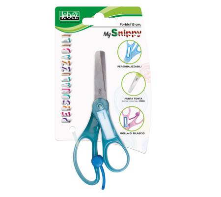 Forbici Snippy - impugnatura personalizzabile - punta tonda - 13 cm - lama in acciaio - colori assortiti - Lebez - 4445B - 8007509048177 - DMwebShop - 2