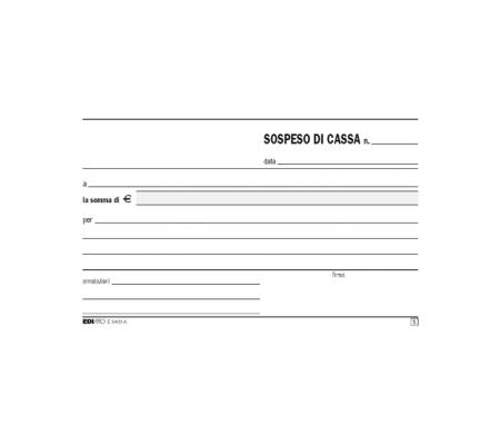 Blocco sospeso di cassa - 50 fogli 2 copie autoricalcanti - 10 x 17 cm - Edipro - E5403A - 8023328540319 - DMwebShop - 1