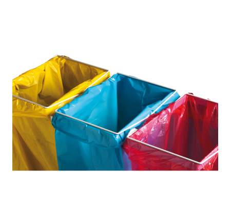 Carrello mobile Triflux - 83,3 x 36 x 90 cm - con ruote - 3 portasacco da 100 lt - ciascuno - acciaio - Medial International - 108010 - 33433773359 - DMwebShop - 2