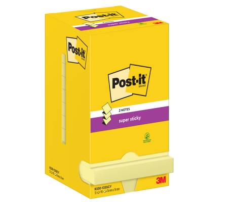 Blocco Super Sticky Z Notes - giallo Canary - 76 x 76 mm - 90 fogli - conf. 12 pezzi - Post-it - 7100290161 - 4064035065577 - DMwebShop - 1