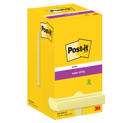 Blocco foglietti Super Sticky - giallo Canary - 76 x 76 mm - 90 fogli - conf. 12 pezzi - Post-it - 7100290155 - 4064035065690 - DMwebShop - 1