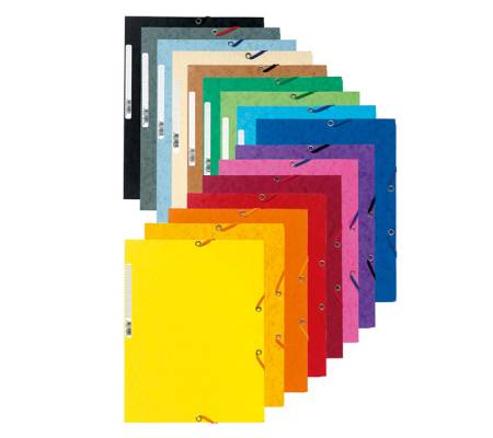Cartellina con elastico - cartoncino lustre' - 3 lembi - 400 gr - 24 x 32 cm - mix 10 colori - conf. 50 pezzi - Exacompta - 55500E - 3130630555001 - DMwebShop - 1