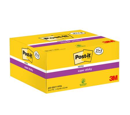 Blocco foglietti Super Sticky - 622-SSCY-VP24-EU - giallo Canary - 47,6 x 47,6 mm - 90 fogli - conf. 24 blocchi - Post-it - 7100234510 - 51141401515 - DMwebShop - 1