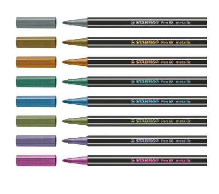 Pennarelli Pen 68 - colori assortiti metallic - scatola in metallo 8 pezzi - Stabilo - 6808-8-32 - 6808/8-32 - 4006381546386 - DMwebShop - 1