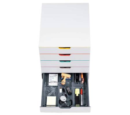 Cassettiera 5 cassetti colorati - bianco ghiaccio - cassetti 5 cm - Durable - 7625-27 - 4005546993263 - DMwebShop - 2