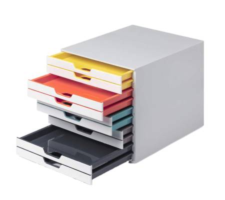 Cassettiera 10 cassetti colorati varicolor - bianco ghiaccio - 2,5 cm - Durable - 7630-27 - 4005546993270 - DMwebShop - 1