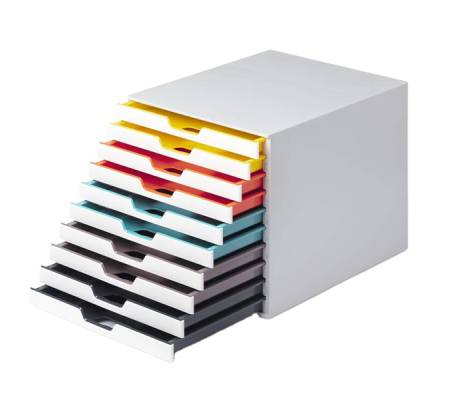 Cassettiera 10 cassetti colorati varicolor - bianco ghiaccio - 2,5 cm - Durable - 7630-27 - 4005546993270 - DMwebShop - 2