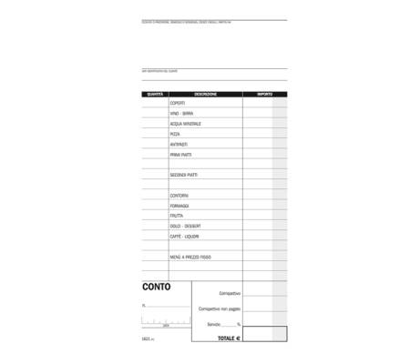 Blocco conti ristoranti-pizzerie-trattorie - 21,5 x 10 cm - 100 copie - conf. 5 pezzi - Data Ufficio - DU162100000 - 90886A - DMwebShop - 1