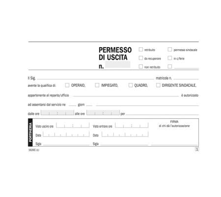 Blocco permessi di uscita - 50-50 copie autoricalcanti - 10 x 16,8 cm - conf. 5 pezzi - Data Ufficio - DU1626C0000 - 18008842584978 - DMwebShop - 1
