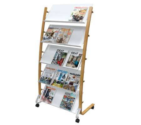 Portariviste da terra - 5 tasche - 36 x 86 x 165 cm - legno-ABS - bianco - Alba - DD5GMW BC - 3129710017836 - DMwebShop - 1