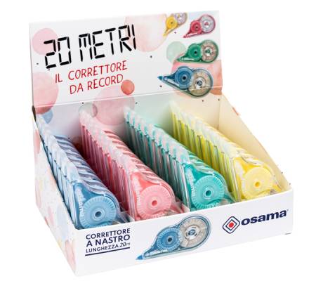 Correttore a nastro 20 Metri - 5 mm x 20 mt - involucro colori assortiti pastello - Osama - OW 84005751 - 8059484005768 - DMwebShop - 1
