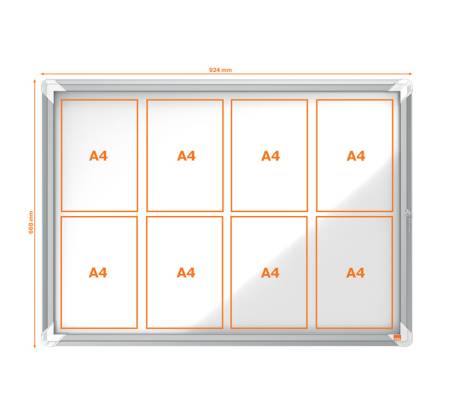 Bacheca per interni - fondo magnetico bianco - 8 fogli - A4 - orizzontale - Nobo - 1902559 - 5028252063906 - DMwebShop - 2
