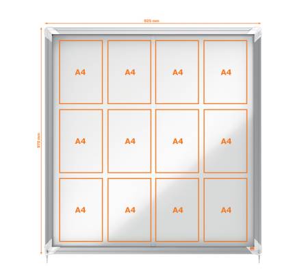 Bacheca per interni - fondo in metallo - 12 fogli - A4 - ante scorrevoli - Nobo - 1902570 - 5028252063760 - DMwebShop - 2