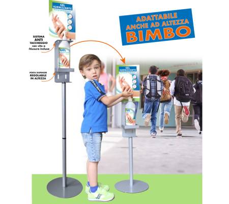 Piantana da terra - con supporto - per dispenser regolabile - 140 cm - Cwr - 12520 - 8004957125207 - DMwebShop - 3