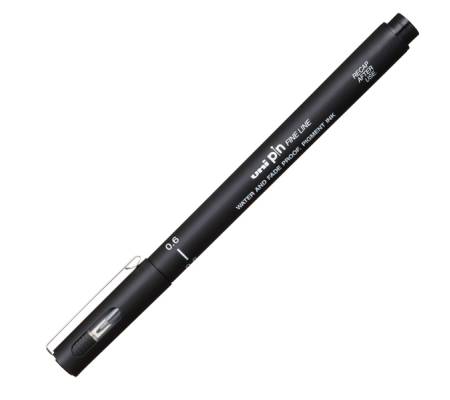 Pin fineliner - punta 0,6 mm - nero - conf. 12 pezzi - Uni Mitsubishi - M PIN106 N - 4902778154625 - DMwebShop - 1