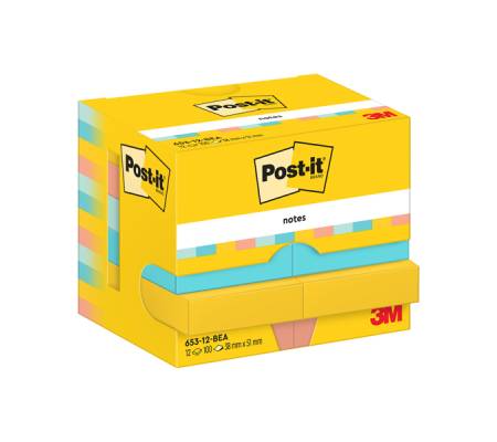 Blocco - 653-BEA - 38 x 51 mm - 100 fogli - colori Beachside - conf. 12 pezzi - Post-it - 7100290157 - 4064035065911 - DMwebShop - 1