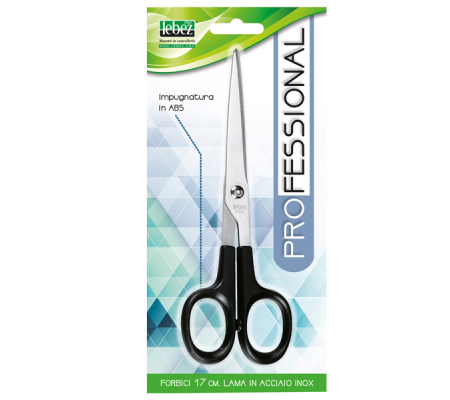 Forbici - impugnatura simmetrica - lama in acciaio inox - 17 cm - nero - Lebez 4329