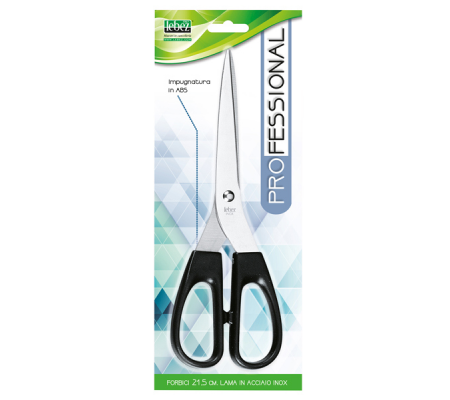 Forbici - impugnatura simmetrica - lama in acciaio inox - 21,5 cm - nero - Lebez 4331