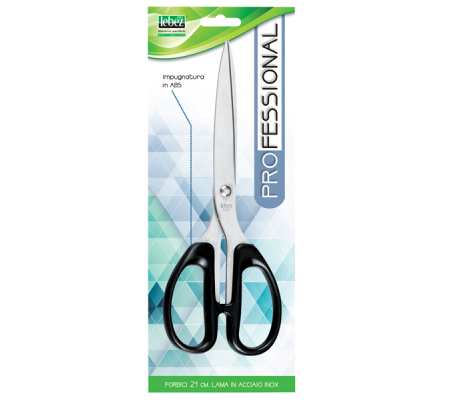 Forbici - impugnatura simmetrica - lama in acciaio inox - 21 cm - nero - Lebez 4336