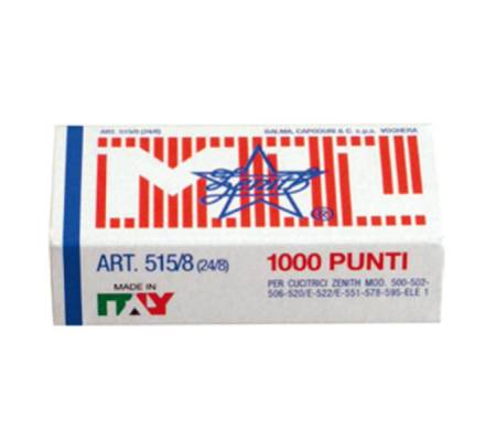 Punti - 515/8 - 24/8 - acciaio naturale - metallo - scatola da 1000 pezzi - conf. 10 pezzi - Zenith - 0305151801 - 8009613558016 - DMwebShop