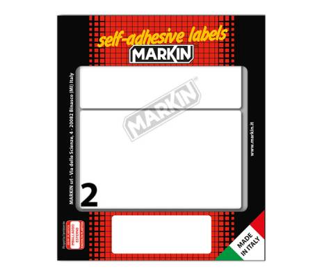 Etichetta adesiva permanente rettangolare - 115 x 70 mm - 2 etich. per foglio - 10 fogli per busta - bianco - conf. 25 pezzi Markin - 10053 - 8007047938121 - DMwebShop
