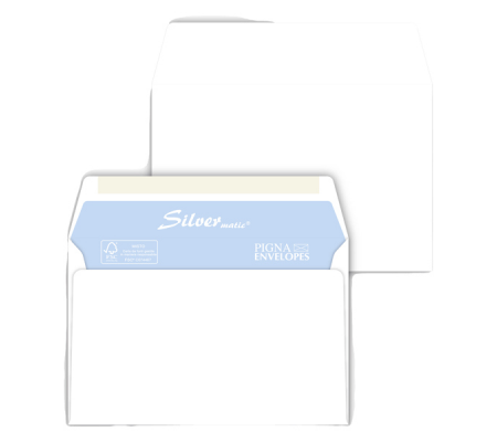 Busta SILVER MATIC FSC gommata bianca senza finestra - 120 x 180 mm - 70 gr - conf. 500 pezzi - Pigna - 038861021 - DMwebShop