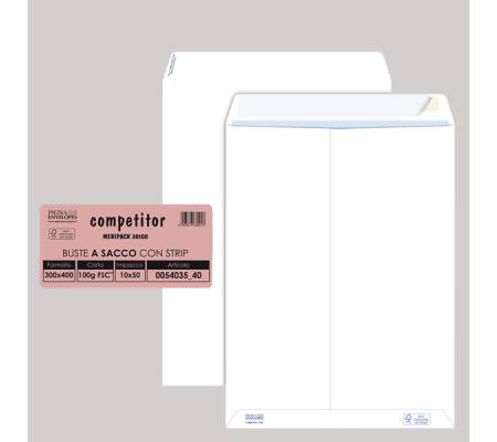 Busta sacco Competitor FSC - strip adesivo - 30 x 40 cm - 80 gr - bianco - conf. 50 pezzi - Pigna - 005403540 - 8006873180018 - DMwebShop