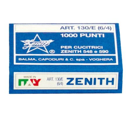 Punti - 130/E S100 - 6/4 - acciaio naturale - metallo - scatola da 1000 pezzi - conf. 100 pezzi - Zenith - 0311301431 - 80176336 - DMwebShop