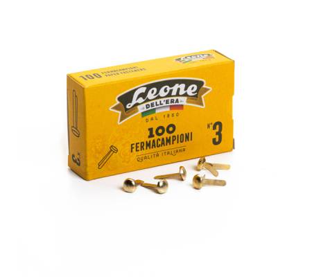 Fermacampioni ottonati - n. 3 - 1,7 cm - Leone - scatola 100 pezzi - conf. 10 pezzi - Leone dell'era - FC3 - 8007979001139 - DMwebShop